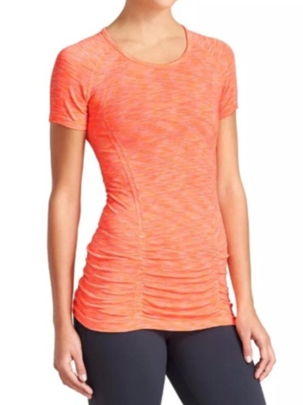 Athleta Fastest Track Tee - Orange Space Dye - Size Large